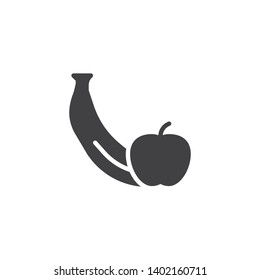Apple with banana vector icon. filled flat sign for mobile concept and web design. Healthy Fruit glyph icon. Diet food symbol, logo illustration. Pixel perfect vector graphics