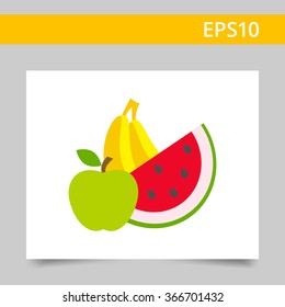 Apple, banana, water melon 