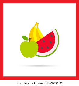 Apple, banana, water melon 