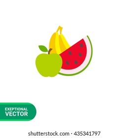 Apple, banana, water melon 
