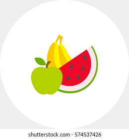 Apple, banana, water melon 