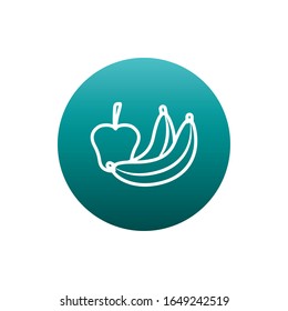 Apple and bananas block gradient style icon design, Fruit healthy organic food sweet and nature theme Vector illustration