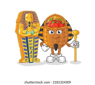 the apple basket ancient egypt cartoon. cartoon mascot vector