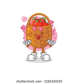 the apple basket fallin love vector. cartoon character