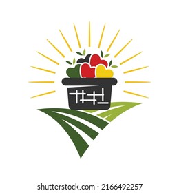 Apple Basket Farm Logo Icon Illustration Brand Identity