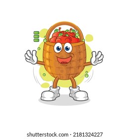 the apple basket full battery character. cartoon mascot vector