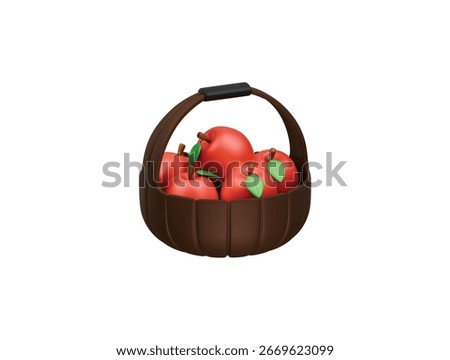 apple basket icon 3d illustration render