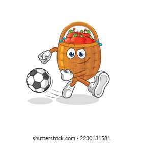 the apple basket kicking the ball cartoon. cartoon mascot vector