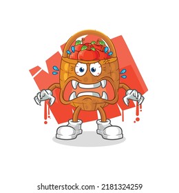 the apple basket monster vector. cartoon character