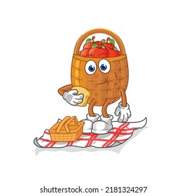 the apple basket on a picnic cartoon. cartoon mascot vector