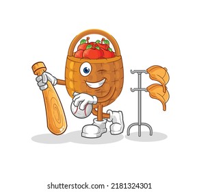 the apple basket playing baseball mascot. cartoon vector