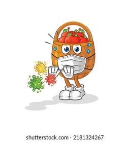 la cesta de manzanas rechaza la caricatura de virus. vector de mascota de dibujos animados