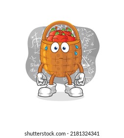 the apple basket thinking hard vector. cartoon character