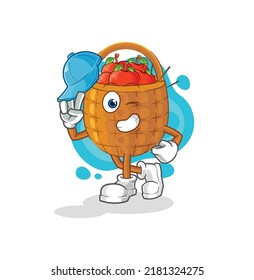 the apple basket young boy character cartoon