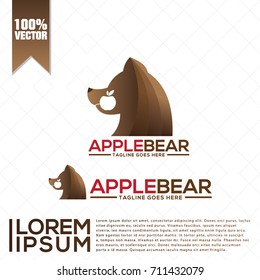 Apple Bear Logo Vector Set