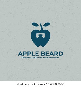 Apple Beard Logo. Creative, Unique Beard Logo Design Inspiration Can Be Used As Symbols, Brand Identity, Company Logo, Icons, Or Others. Color And Text Can Be Changed.