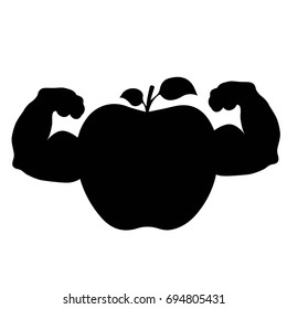 Apple biceps, strength, silhouette on white background.vector