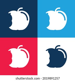 Apple With Big Bite blue and red four color minimal icon set