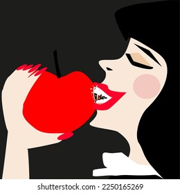 apple bite  by beauty vector poster