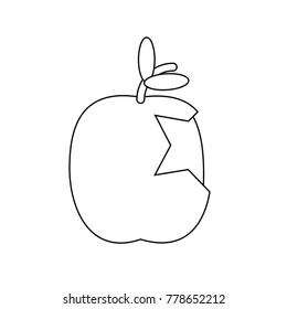 Apple With a Bite icon over white background vector illustration