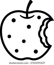 Apple Bite Right Side Roundish with Short Stem Line Art
