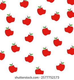 Apple bite seamless pattern. Vector illustration.