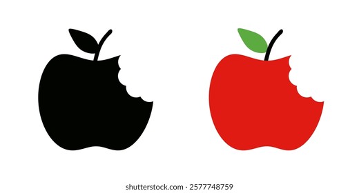 Apple bite set icon isolated on white background.