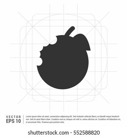 Apple With Bite, Silhouette, Black

