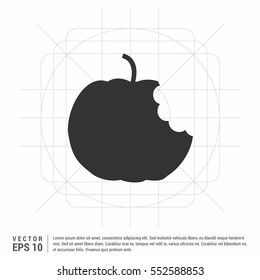 Apple With Bite, Silhouette, Black

