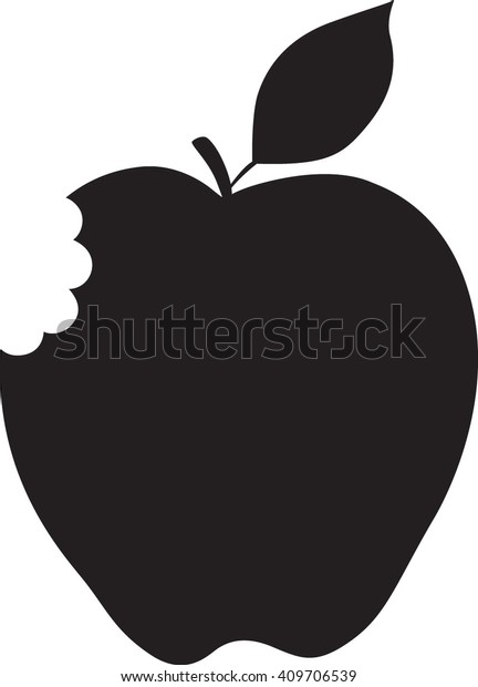 黒い背景にリンゴと噛み合い シルエット のベクター画像素材 ロイヤリティフリー