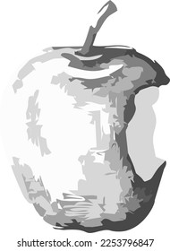 apple bite sketch vector in black and white