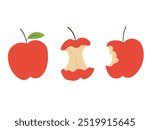 Apple, bitten apple, apple fruit, hand drawn style