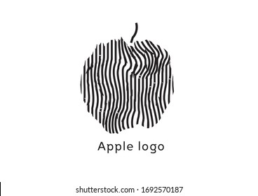 Apple black line logo template vector design