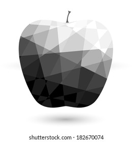apple black polygonal abstract on white backgrounds Vector illustration.