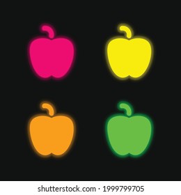 Apple Black Shape cuatro colores brillante neón vectorial icono