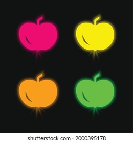 Apple Of Black Shape cuatro colores brillante neón vectorial icono