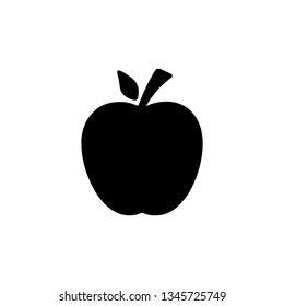 apple black silhouette with a leaf