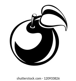 Apple black silhouette. Vector illustration.