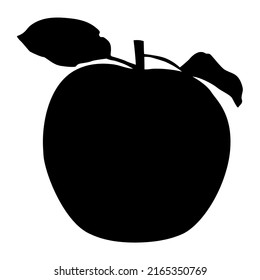 Apple black silhouette, vector illustration. Healthy diet fruit.