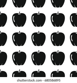 Apple black simple silhouette vector seamless pattern. Black fruit stylish texture. Repeating apple fruit seamless pattern background