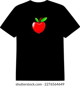 Apple black t-shirt design vector, vintage and cute. T shirt mockup design 