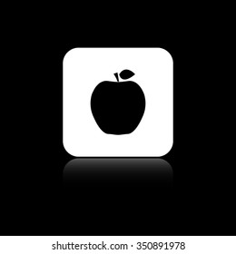 apple - black vector icon on the white button