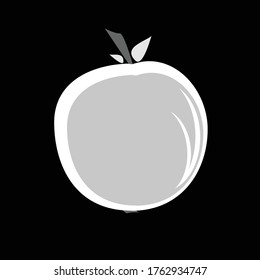 ilustración vectorial de color blanco y negro de manzana