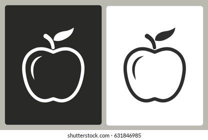 Apple - black and white vector icons. Illustration isolated for graphic and web design.