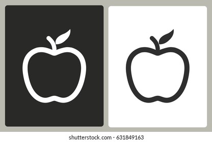 Apple - black and white vector icons. Illustration isolated for graphic and web design.