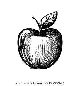 Esbozo vectorial en blanco y negro de Apple