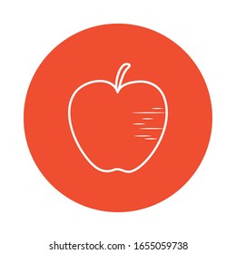 Apple block style icon design, Fruit healthy organic food sweet and nature theme Vector illustration