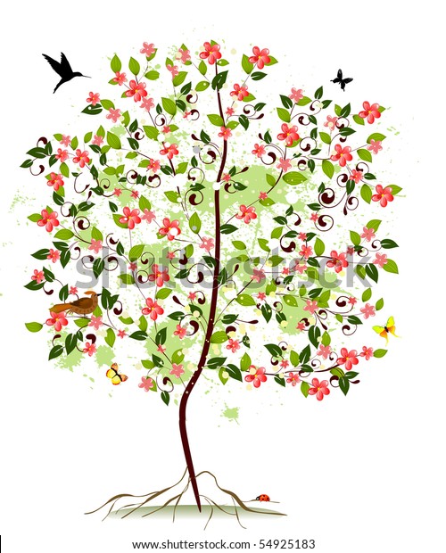 Apple Blossom Tree Stock Vector Royalty Free