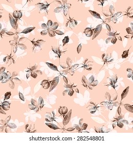 Color de agua de manzana en flor sin fisuras. Hermosa textura vectorial dibujada a mano. Antecedentes románticos para páginas web, invitaciones de boda, textil, papel tapiz.Vector.