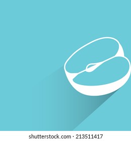 apple, blue background, flat and shadow theme design